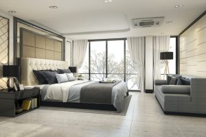 3d rendering modern luxury classic bedroom with marble decor